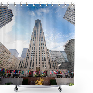 Personality  Low Angle View Of The Rockerfeller Center Shower Curtains