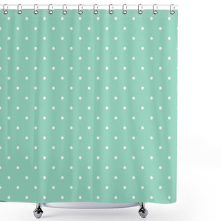 Personality  Tile Vector Pattern With Small White Polka Dots On Mint Green Background Shower Curtains