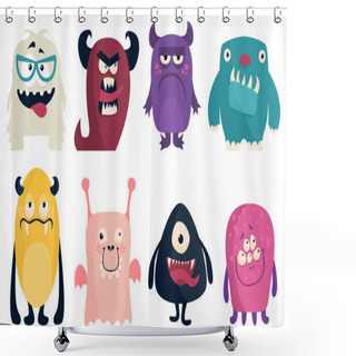 Personality  Funny Colored Characters Monsters Shower Curtains