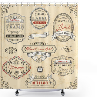 Personality  Hand Drawn Vintage Framed Label Templates Shower Curtains