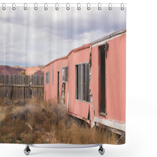 Personality  Abandoned Trailer Home Shower Curtains