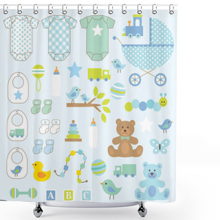 Personality  Baby Boy Clip Art Shower Curtains