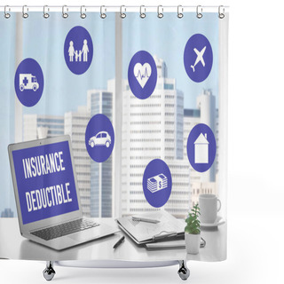 Personality  Modern Workplace With Laptop Shower Curtains