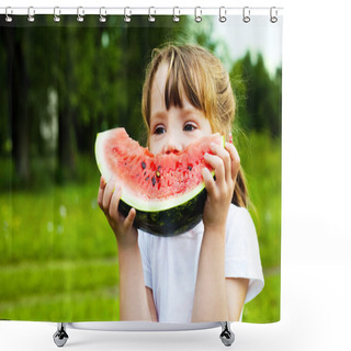 Personality  Girl Eating Watermelon Shower Curtains