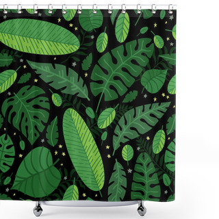 Personality  Tropical Leaves Vector Pattern. Summer Equatorial Rainforest With Foliage Shower Curtains