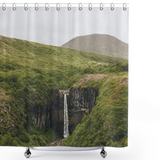 Personality  Distant View Of Svartifoss (Black Fall) Waterfall In Iceland  Shower Curtains
