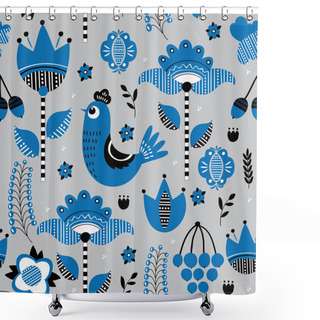 Personality  Folk Floral Seamless Pattern Shower Curtains