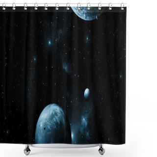 Personality  Planets In Dark Space Shower Curtains