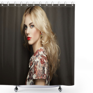 Personality  Portrait Of Beautiful Sensual Woman With Elegant Hairstyle Shower Curtains