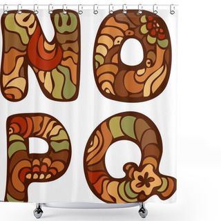 Personality  Funny Vector Hand Drawn Colorful Alphabet With Punctuation Marks And Digits Shower Curtains