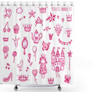 Personality  Hand Drawn Set Of Princess Elements Shower Curtains