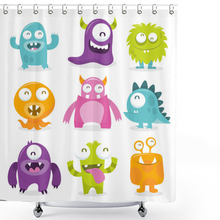 Personality  Series Of Vector Illustrated Cartoon Monsters Shower Curtains