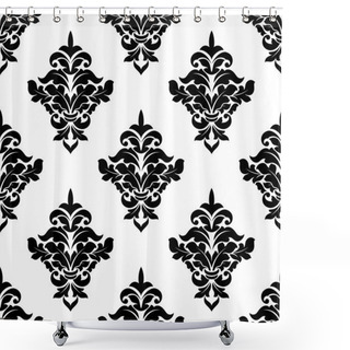 Personality  Black And White Victorian Floral Seamless Pattern Shower Curtains