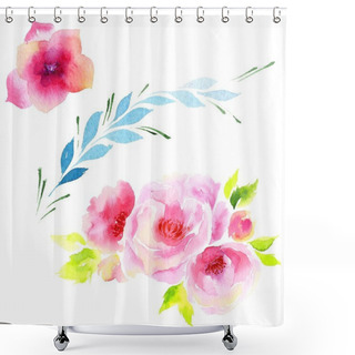 Personality  Wildflower Eustoma Flower In A Watercolor Style Isolated. Shower Curtains