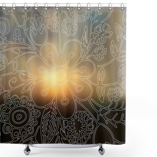 Personality  Sky Blurred Defocused Landscape Background With Hand-drawn Lace. EPS 10. Shower Curtains