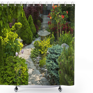 Personality  Garden Path With Stone Landscaping Shower Curtains