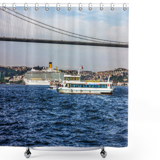 Personality  Cruise Liner In Bosporus, Istanbul, Turkey Shower Curtains