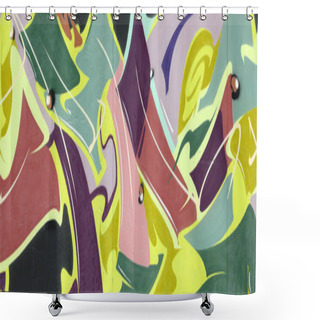 Personality  Colorful Background Of Graffiti Painting Artwork With Bright Aerosol Strips On Metal Wall. Old School Street Art Piece Made With Aerosol Spray Paint Cans. Contemporary Youth Culture Backdrop Shower Curtains
