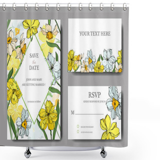 Personality  Vector Narcissus Floral Botanical Flowers. Black And White Engraved Ink Art. Wedding Background Card Decorative Border. Shower Curtains
