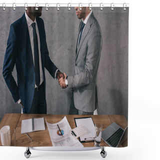 Personality  Cropped View Of Two Businessmen Shaking Hands Of Each Other  Shower Curtains
