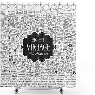 Personality  Big Set Of Vintage Elements. Shower Curtains