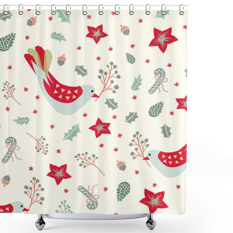 Personality  Digital hand drawn of festive motifs for Merry Christmas surface pattern shower curtains