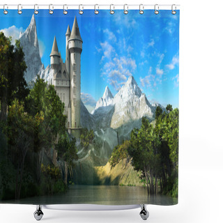 Personality  Castle On The Slope Of The Mountains Shower Curtains
