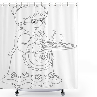 Personality  Granny With Pies Shower Curtains