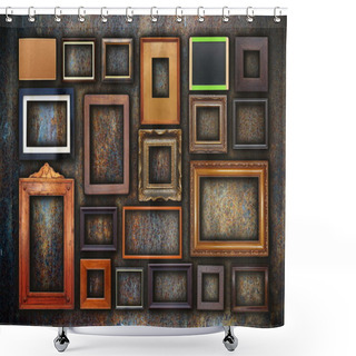 Personality  Grunge Wall Full Of Old Frames Shower Curtains