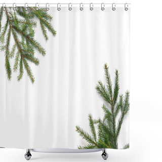 Personality  Composition Of Evergreen Fir Twigs With Copyspace Shower Curtains