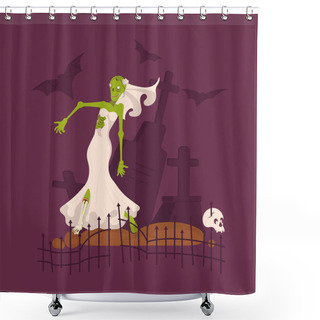 Personality  Scary Dead Bride Wearing Wedding Dress Shower Curtains