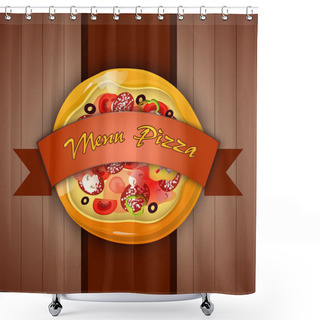 Personality  Design Menu With Pizza. Vector Illustration Shower Curtains