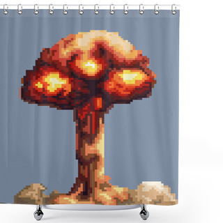 Personality  Pixel Art  Game Explosion Animation Vector  Shower Curtains