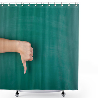 Personality  Woman's Hand Gesturing Thumbs Down Against Chalkboard Shower Curtains