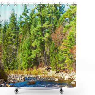 Personality  Swift River In White Mountain Forest Shower Curtains