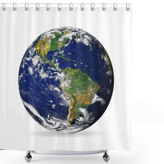 Personality  Earth Globe Isolated On A White Background With Shadow. Elements Of This Image Furnished By NASA - Vector Shower Curtains