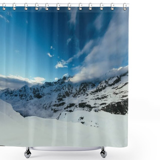 Personality  Beautiful Mountains Landscape Under Blue Sky With Tiny Clouds, Austria Shower Curtains