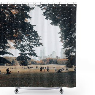 Personality  NEW YORK, USA - OCTOBER 11, 2022: People Spending Time In Central Park  Shower Curtains
