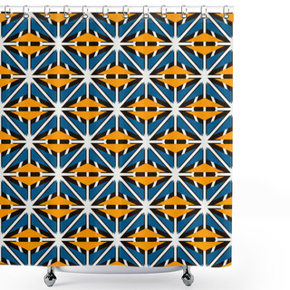 Personality  African Style Seamless Surface Pattern With Abstract Figures. Bright Ethnic And Tribal Print Grid Geometric Forms Shower Curtains