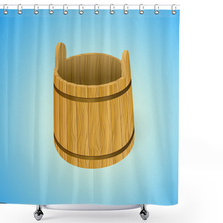 Personality  Wooden Bucket. Vector Illustration Shower Curtains