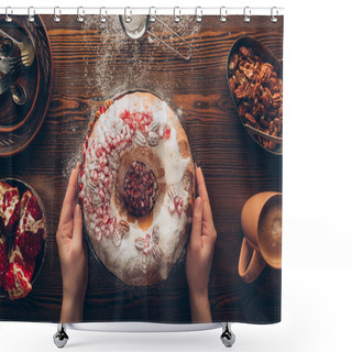 Personality  Hands With Homemade Christmas Cake Shower Curtains