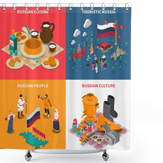 Personality  Russian Isometric Touristic 2x2 Icons Set Shower Curtains