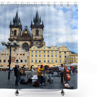 Personality  Jazz Band Playing On The Old Town Square In Prague Shower Curtains