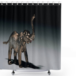 Personality  Golden Toy Elephant With Blood On Tusks On Grey Background, Hunting For Tusks Concept Shower Curtains