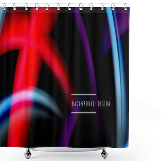 Personality  Dynamic Motion Abstract Background. Color Blurred Stripes On Black. Wave Liquid Lines Poster. Vector Illustration Shower Curtains