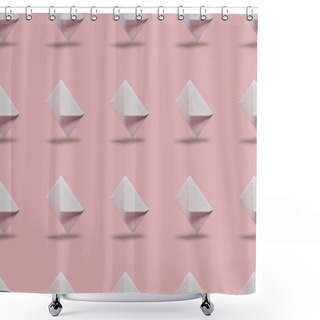 Personality  Flat Lay With White And Empty Envelopes On Pink Background With Copy Space  Shower Curtains
