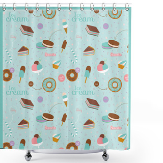 Personality  Food Pattern With Dessert Icons Shower Curtains