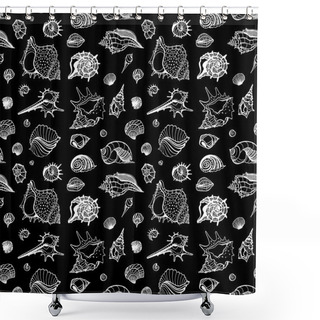 Personality  Seamless Pattern Of Sea Shells. Shower Curtains