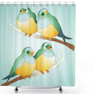 Personality  Vector Cute Birds. Vector Illustration. Shower Curtains