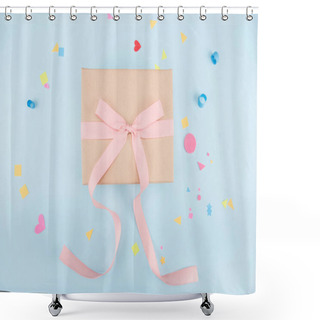Personality  Gift Box With Ribbon And Confetti Shower Curtains